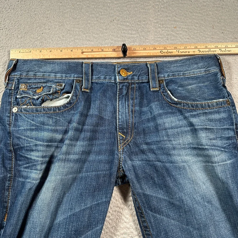 True‎ Religion Ricky Straight Jeans Mens 38 40x33 Flap Pockets Western USA Made